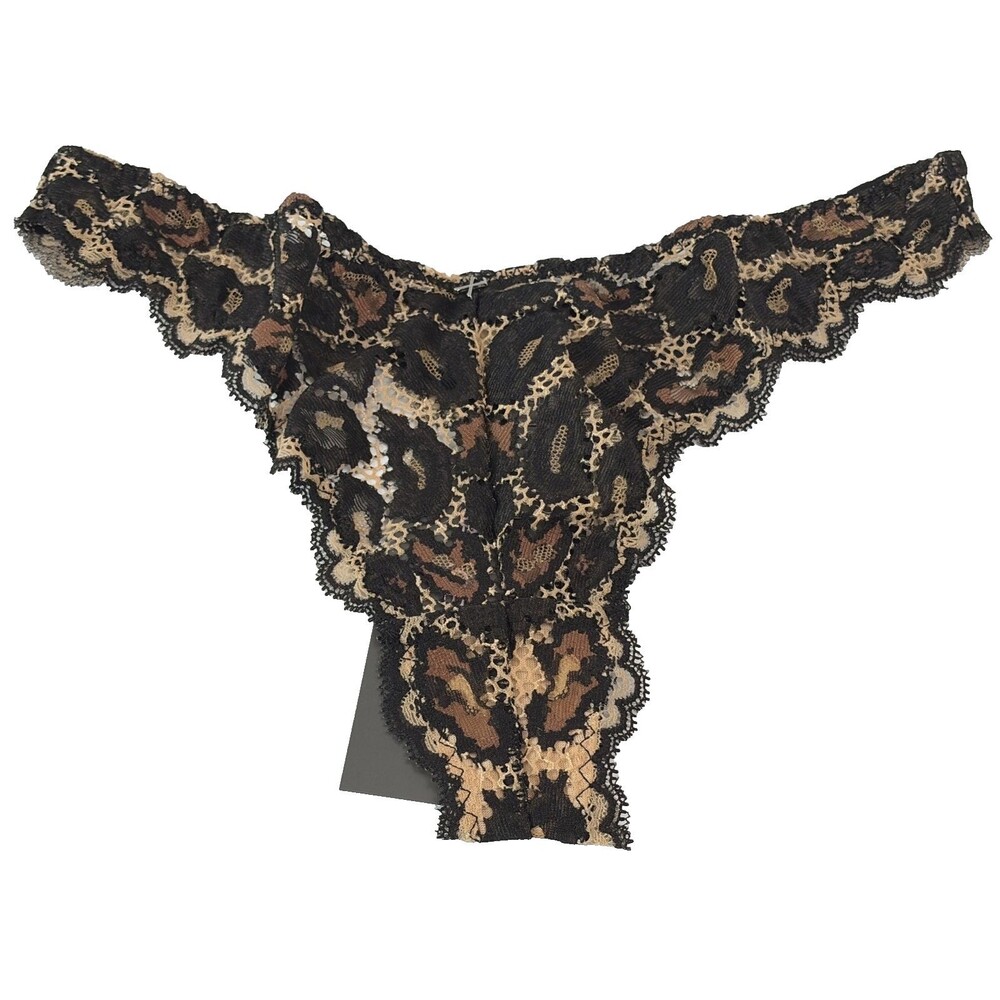 Savage X Fenty Women's On The Prowl Lace Thong Beige Brulee Size XS